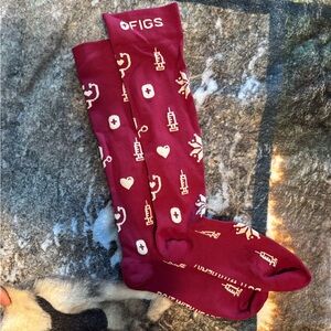 Figs Maroon Medical Themed Compression Socks